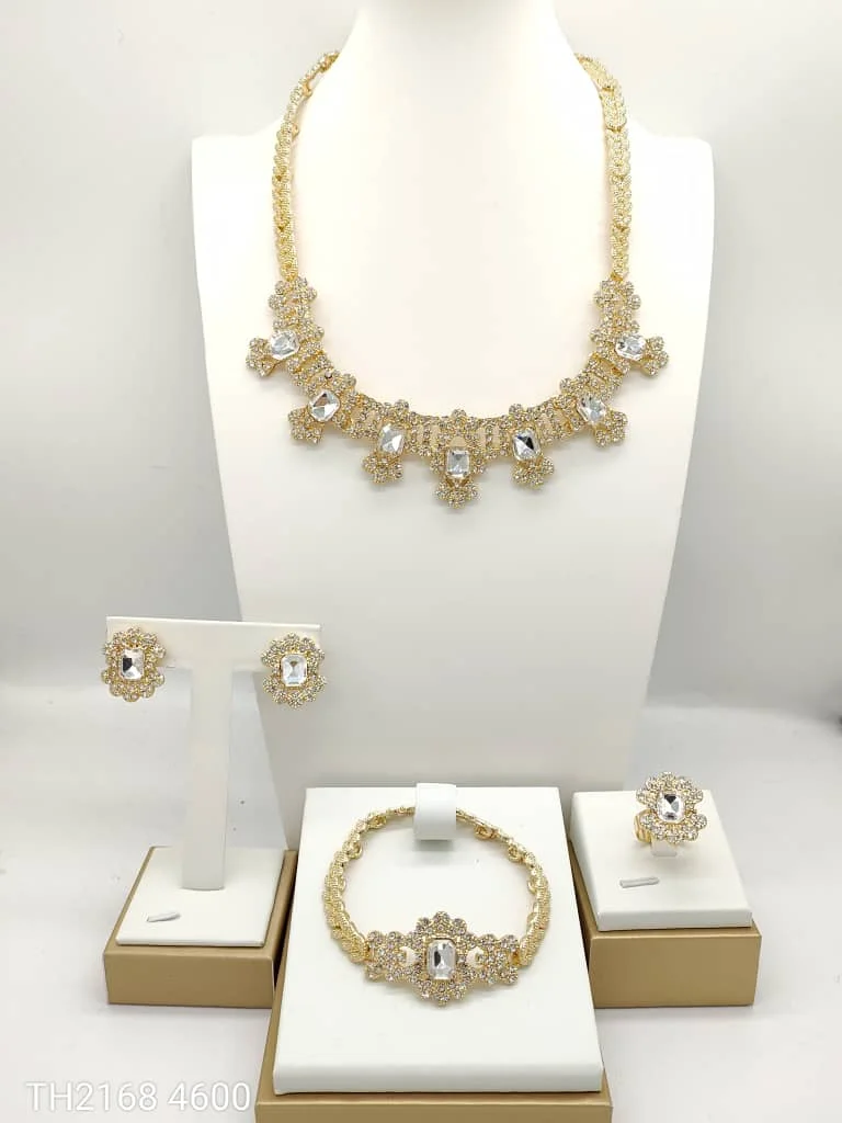 

Classic Gold Plated Necklace and Earring Jewelry Set Perfect for Everyday Wear and Wedding Gifts