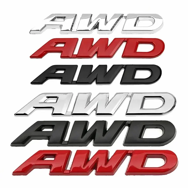 Car Sticker 3D Metal AWD Letters Rear Trunk Fender Emblem Badge for CR-V HR-V Pilot Passport Ridgeline Accessories styling parts