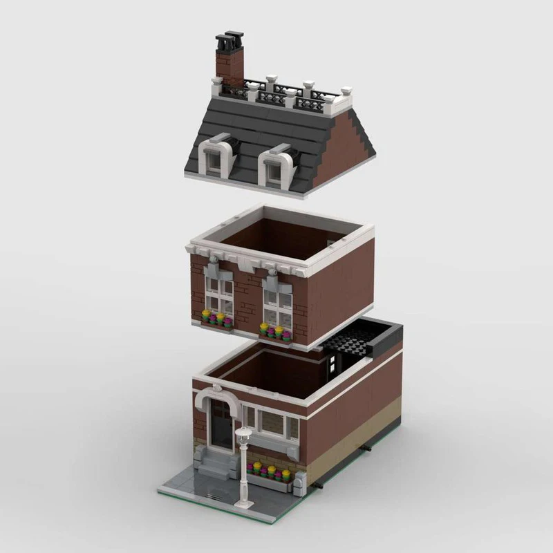 Blocs de construction Moc personnalisés 603 pièces-Kit de modèle architectural modulaire demi-plaque de base-pièce d'exposition de ville unique peu encombrante.