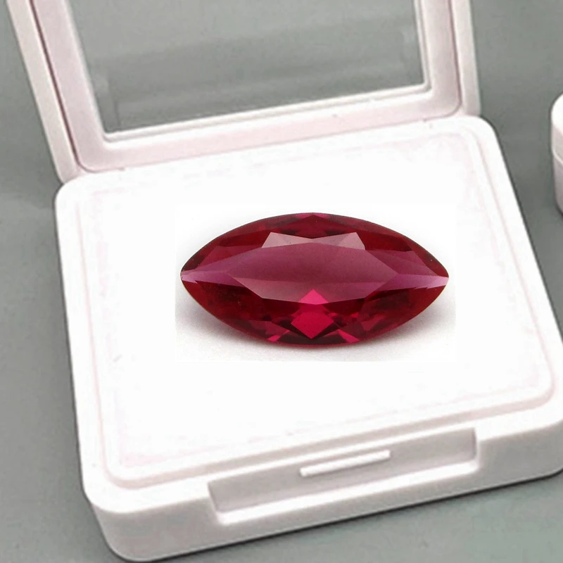 Boxed Marquise Ruby Glow Under UV Light 10×20mm Mohs Hardness Gems for Jewelry Making/Collection/Gift Precious Stones