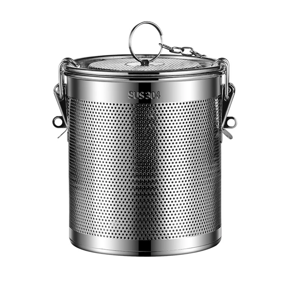Strainer Stainless Steel With Lid Chain Hook Fine Mesh Strainer Cookware Food Mesh Pot Cooking Brine Basket Accessories