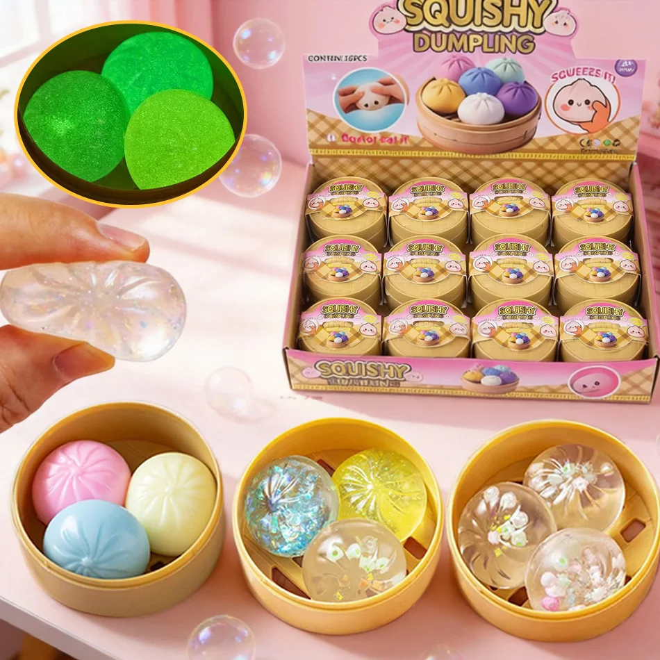 Leuchtendes Glitzer-Brötchen Squishy Spielzeug Blindbox – Langsam aufspringendes Mini-Sensorik-Quetschspielzeug mit Überraschungsstil zur Stresslinderung