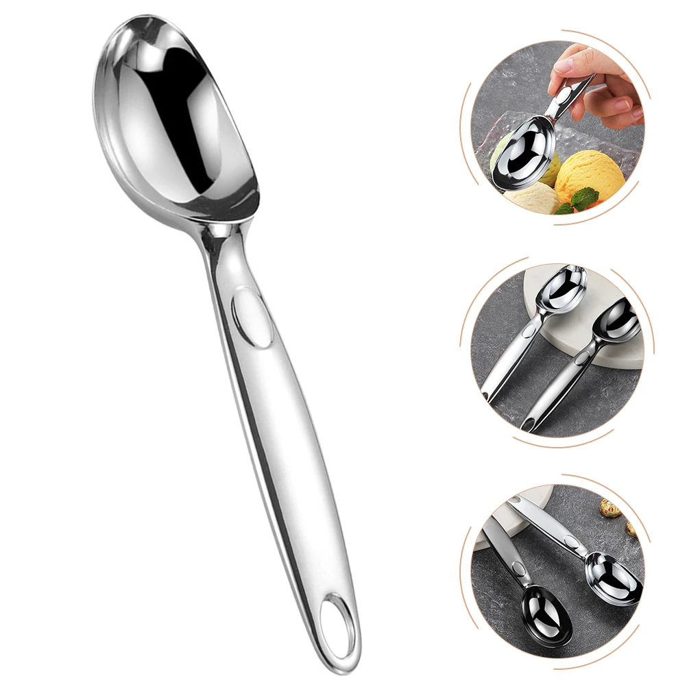 

Chrome Plated Ice Cream Spoon Zinc Alloy Food Scoop Dessert Scooper Lightweight Smooth Surface Easy Clean