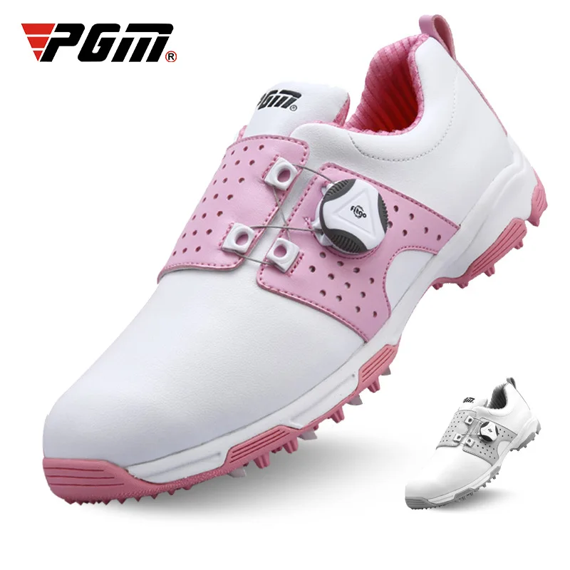 

PGM Women Golf Shoes Waterproof Lightweight Knob Buckle Shoelace Sneakers Ladies Breathable Non-Slip Trainers Shoes XZ098