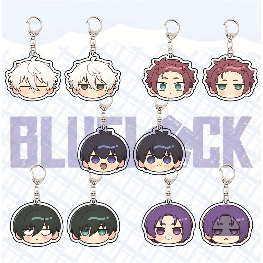 Blue Lock 6cm Head Chibi Acrylic Keychain Anime Pendant Bag Charm Collectible Gift for Football Anime Fans