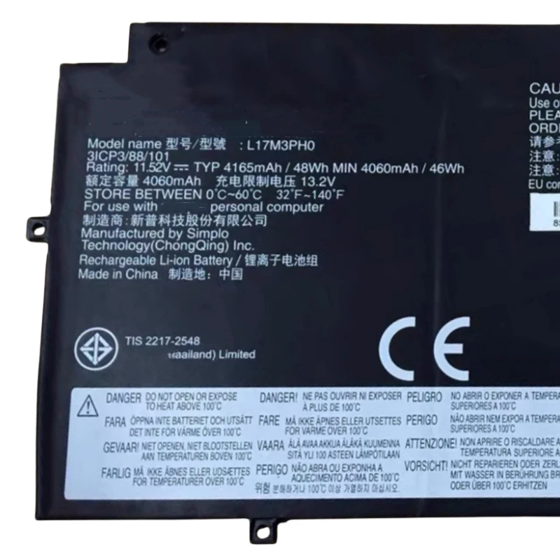 New L17M3PH0 L17L3PH0 Laptop Battery 11.52V 48Wh 4165mAh For Lenovo 5B10Q41209 5B10Q41210 Tablet PC