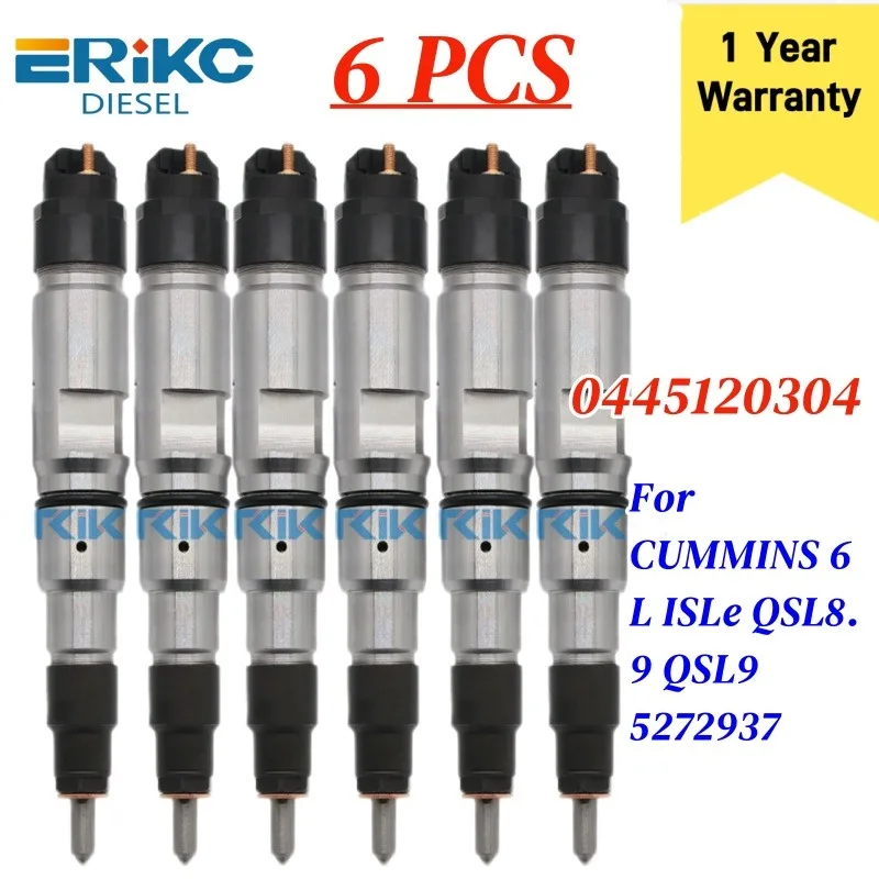 

6PCS 0 445 120 304 Diesel Sprayer Nozzle 0445120304 Common Rail Injector 0445 120 304 for CUMMINS 6L ISLe QSL8.9 QSL9 5272937