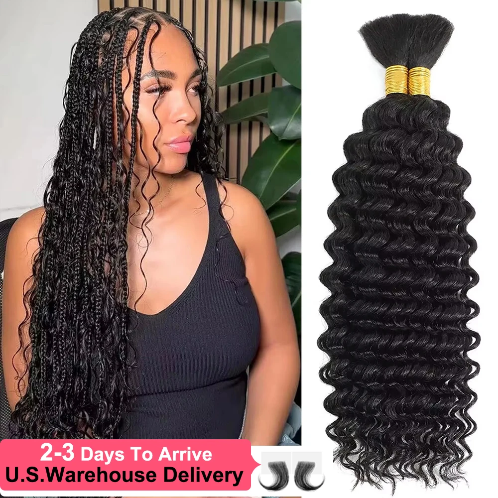 Trança de cabelo humano onda profunda em massa cabelo humano 100g sem trama feixes de cabelo humano micro cabelo de trança humano para tranças boho