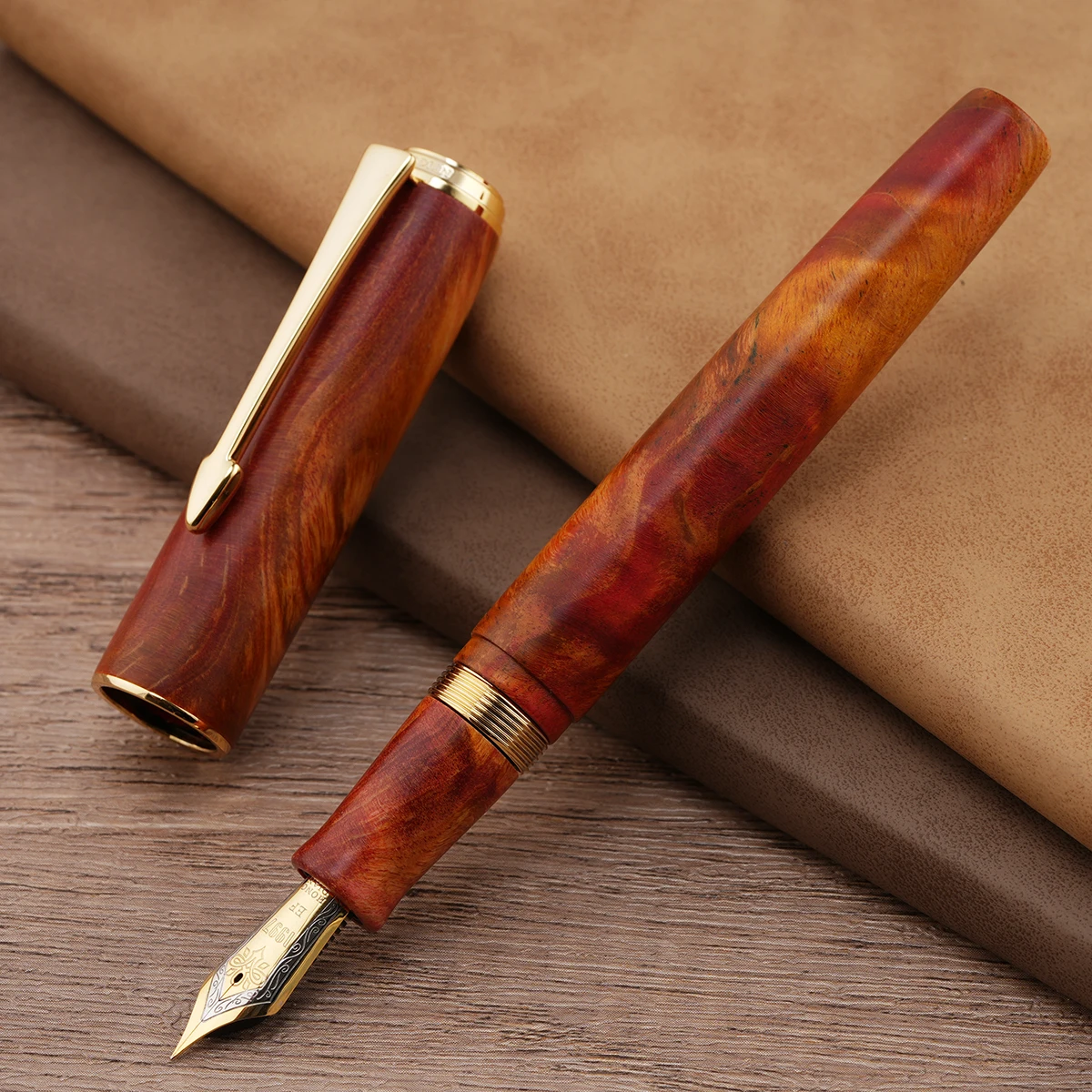 

Hongdian A7 Red Stabilized Wood Fountain Pen EF/F Nib Smooth Writing Office Gift Pen