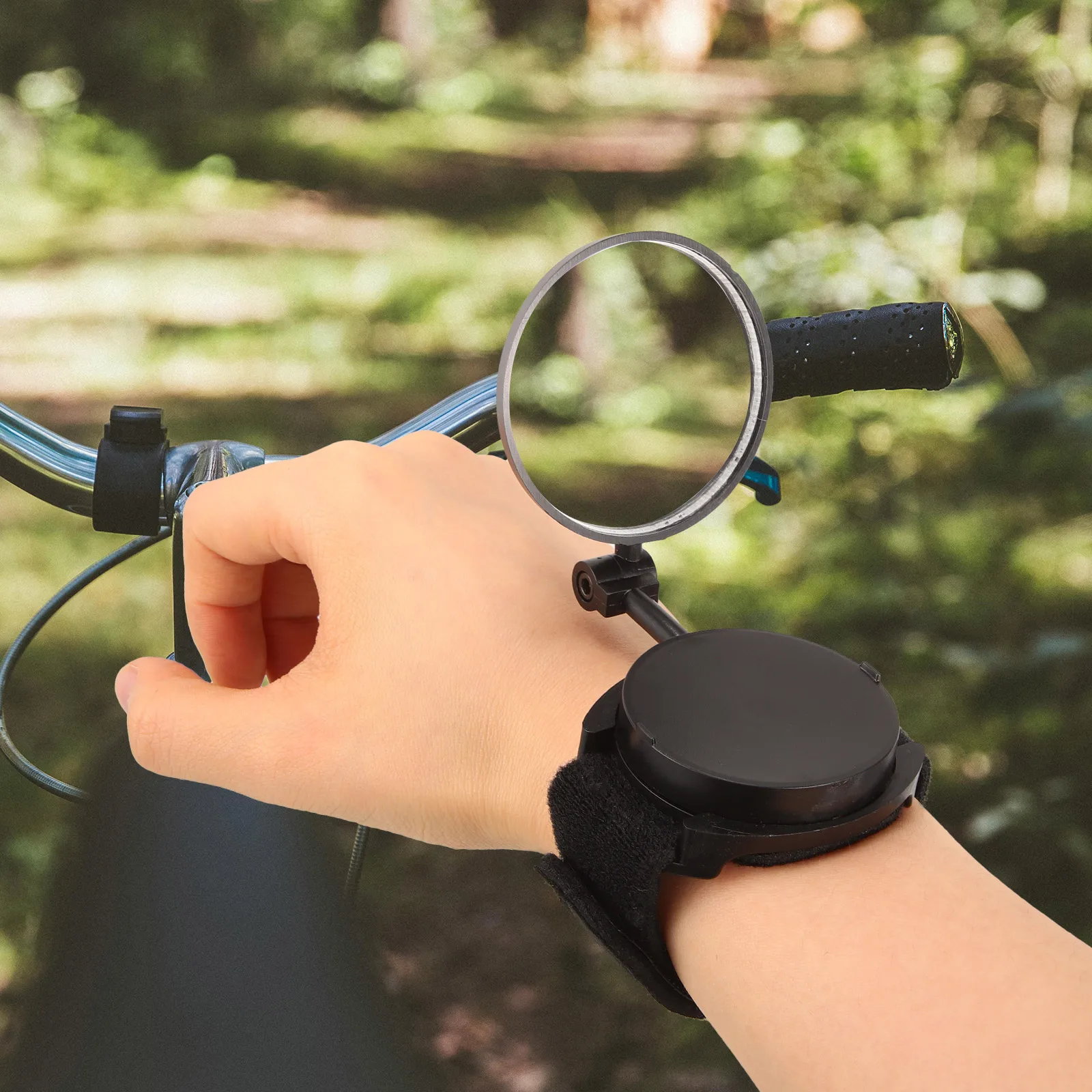 

Bicycle Wrist Rearview Mirror 360 Degree Rotatable Durable Lightweight Suitable for Mountain Bikes Bike Mirror Cycling Safety