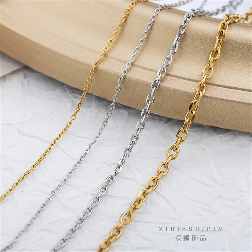 316 Titanium Steel Seiko Plated 18k Gold Cut Corner Cross Chain DIY Handmade Material