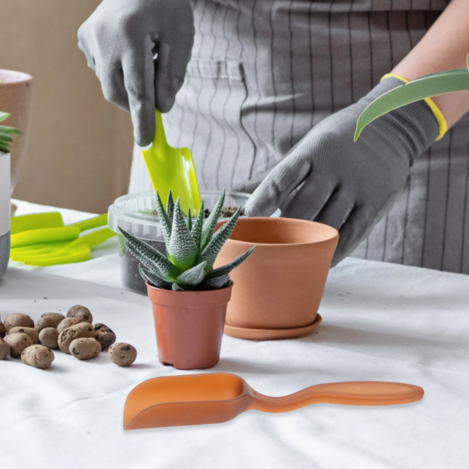 

10 шт. садовые лопаты, пластиковые инструменты для копания почвы, легкие, компактные, прочные для пересадки цветов, овощей, саженцев