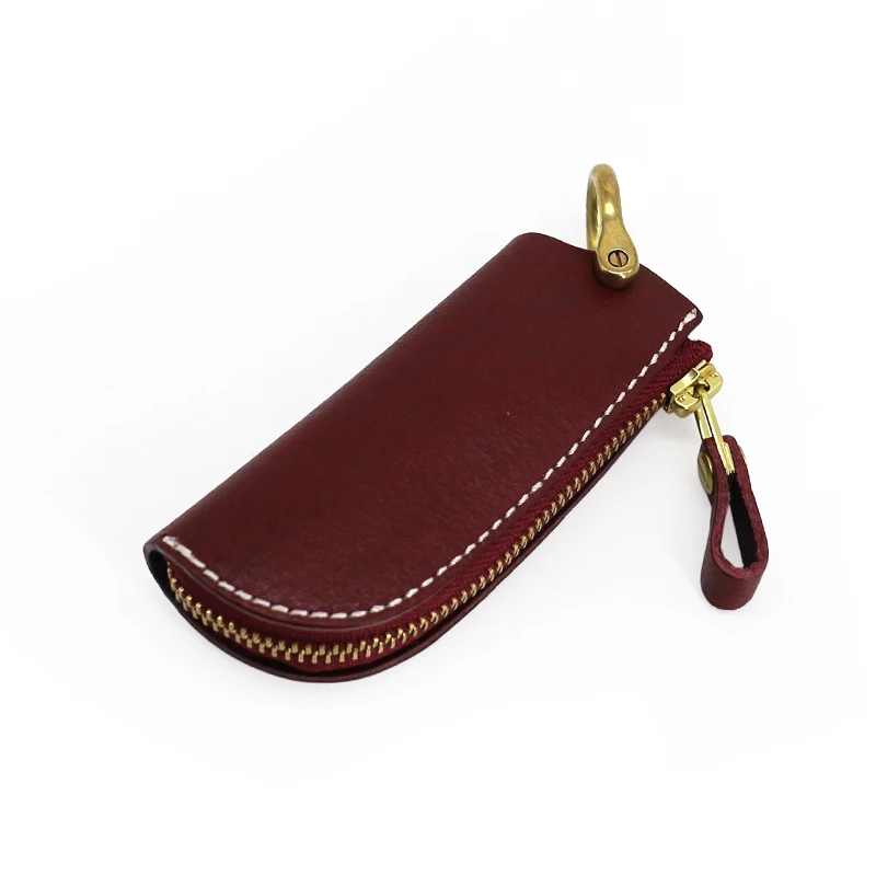 Car Key Bag Men Genuine Leather Luxury Handmade Housekeeper Key Holder Women Zipper Keychain 100% Cowhide Key Case
