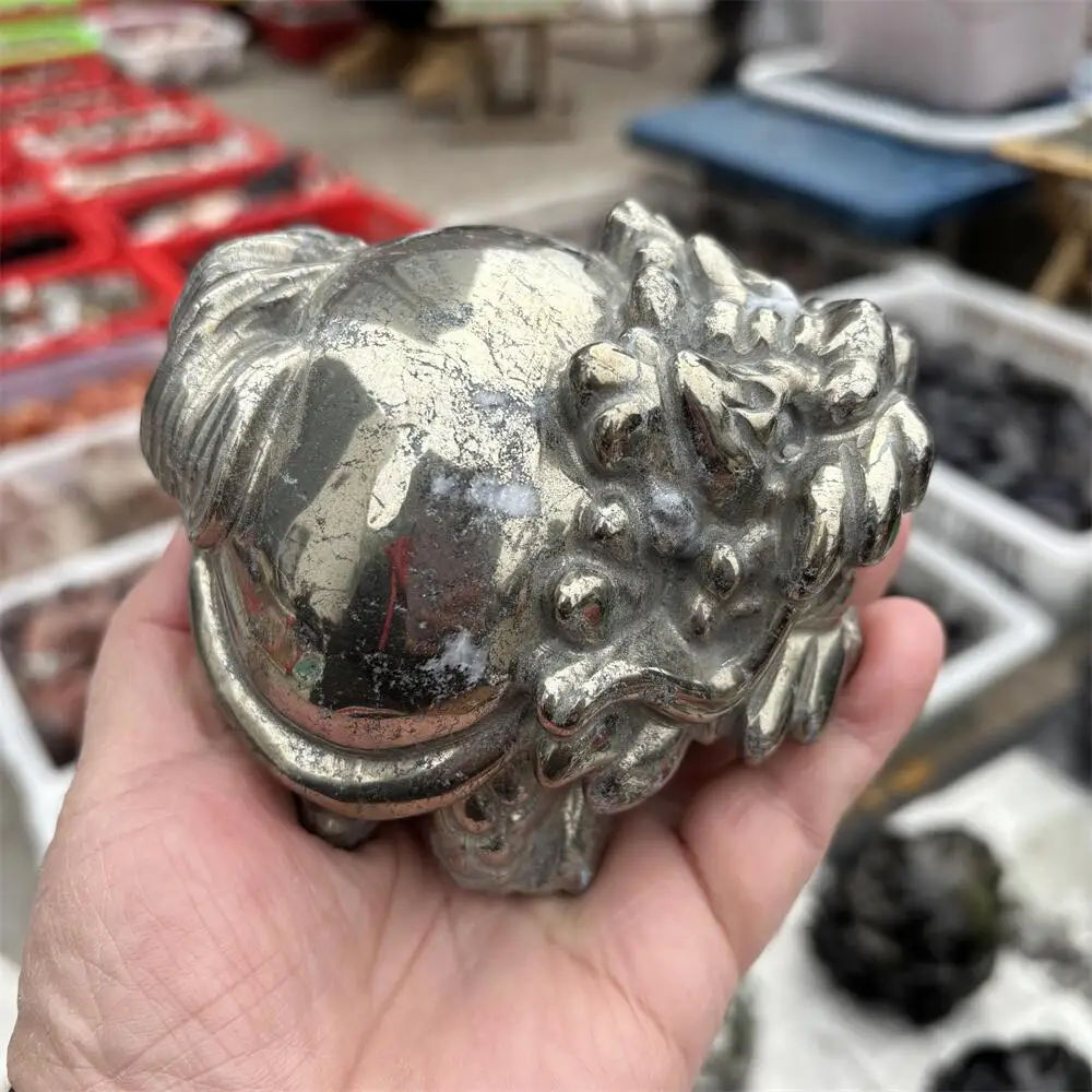 1PCS Natural Pyrite Pixiu Carving Healing Gemstone Reiki Stone Lucky Animal Figurine Healing Crystal Decoration Gift