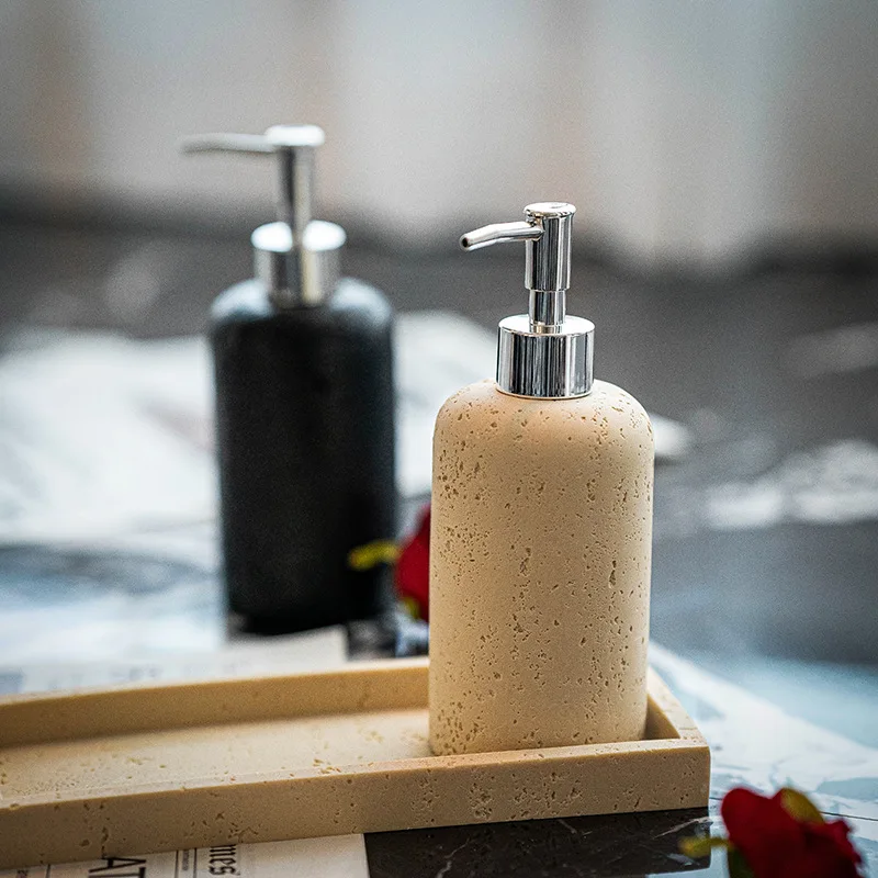 Cave Stone Emulsion Bottle Shampoo Hand Sanitizer Luxury Shower Gel Bottle Press Bottle Hotel Bathroom Decoration Soap Dispenser
