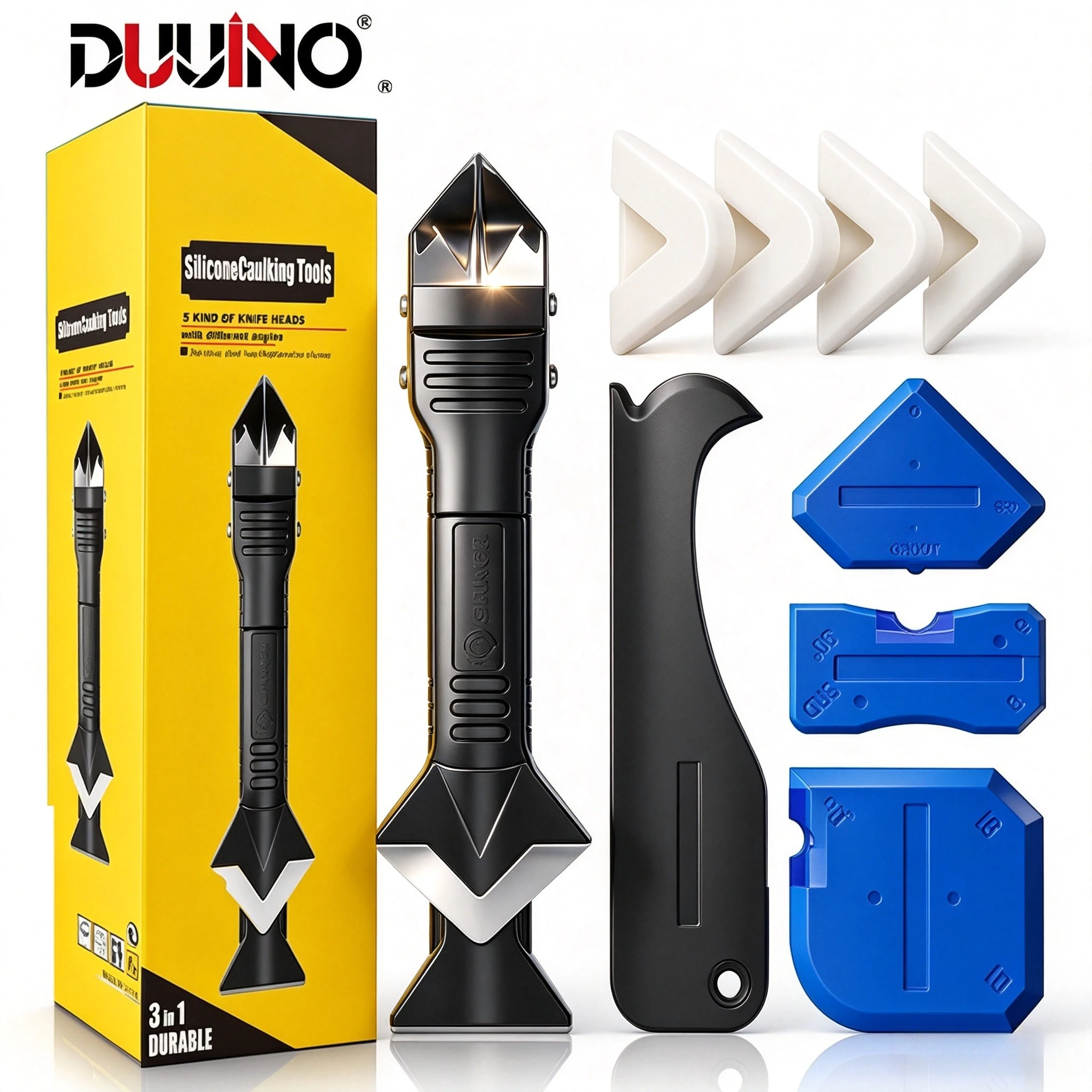 3 in 1 9pcs Silicone Remover tool Sealant Smooth Scraper Caulk Finisher Grout Kit Tools Floor Mould Removal Hand Tools Set