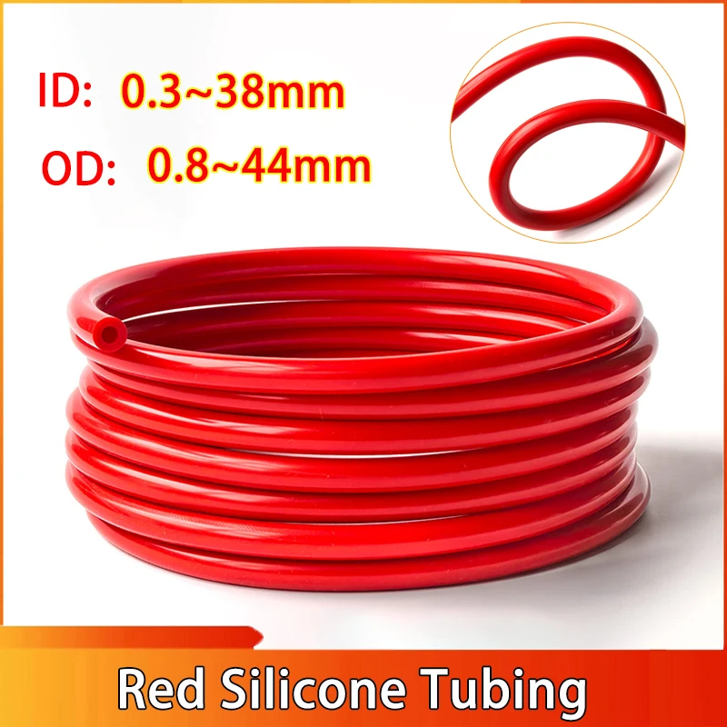 

1~10meter ID:0.3~38mm OD: 0.8~44mm Red Silicone Hose Flexible Nontoxic High Temperature Corrosion-resistant Resistant Soft Pipe