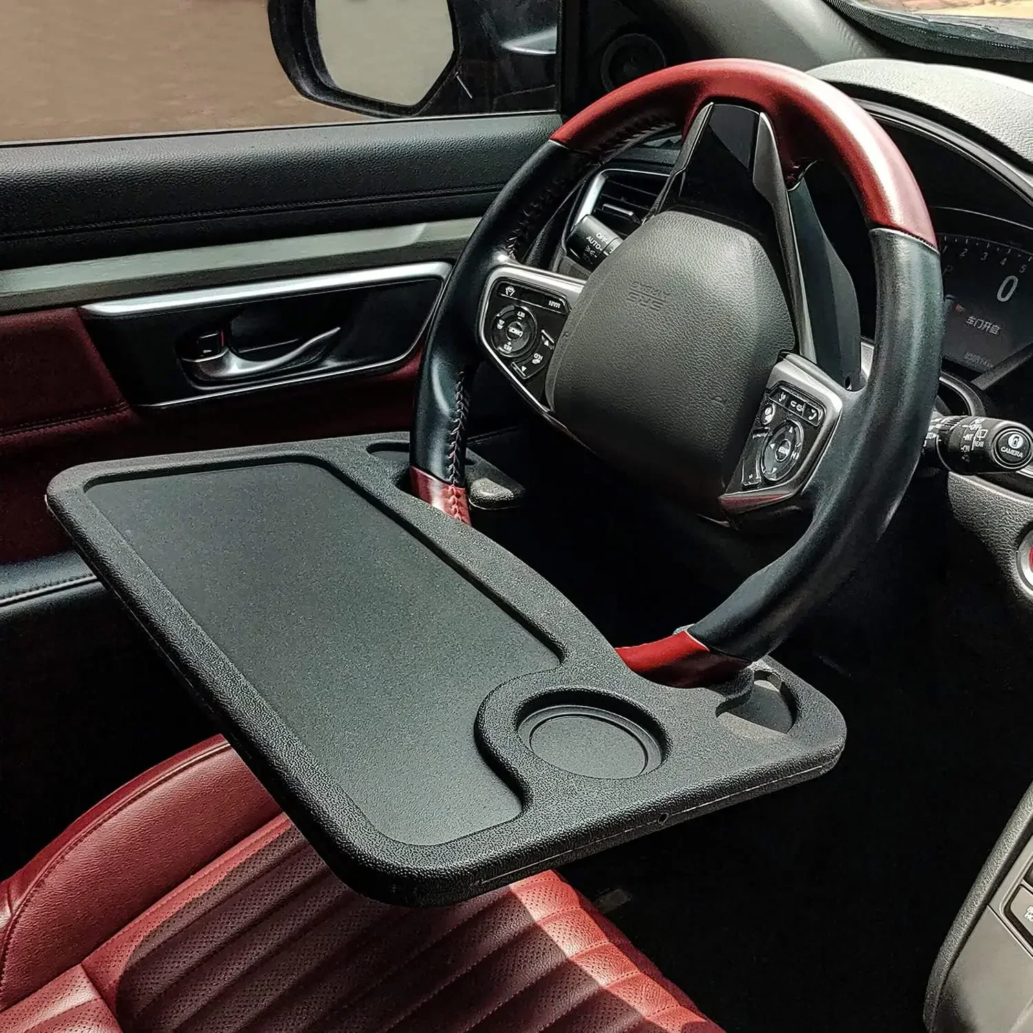 

Steering Wheel Tray for Car, Adjustable Laptop Desk & Eating Table with Non-Slip Design, Portable Vehicle Seat Mount (Black)