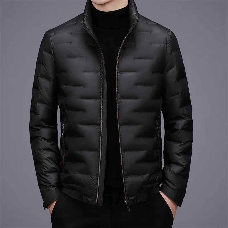 men's light down jacket Autumn and winter new styles High-end short stand collar men's white duck down jacket