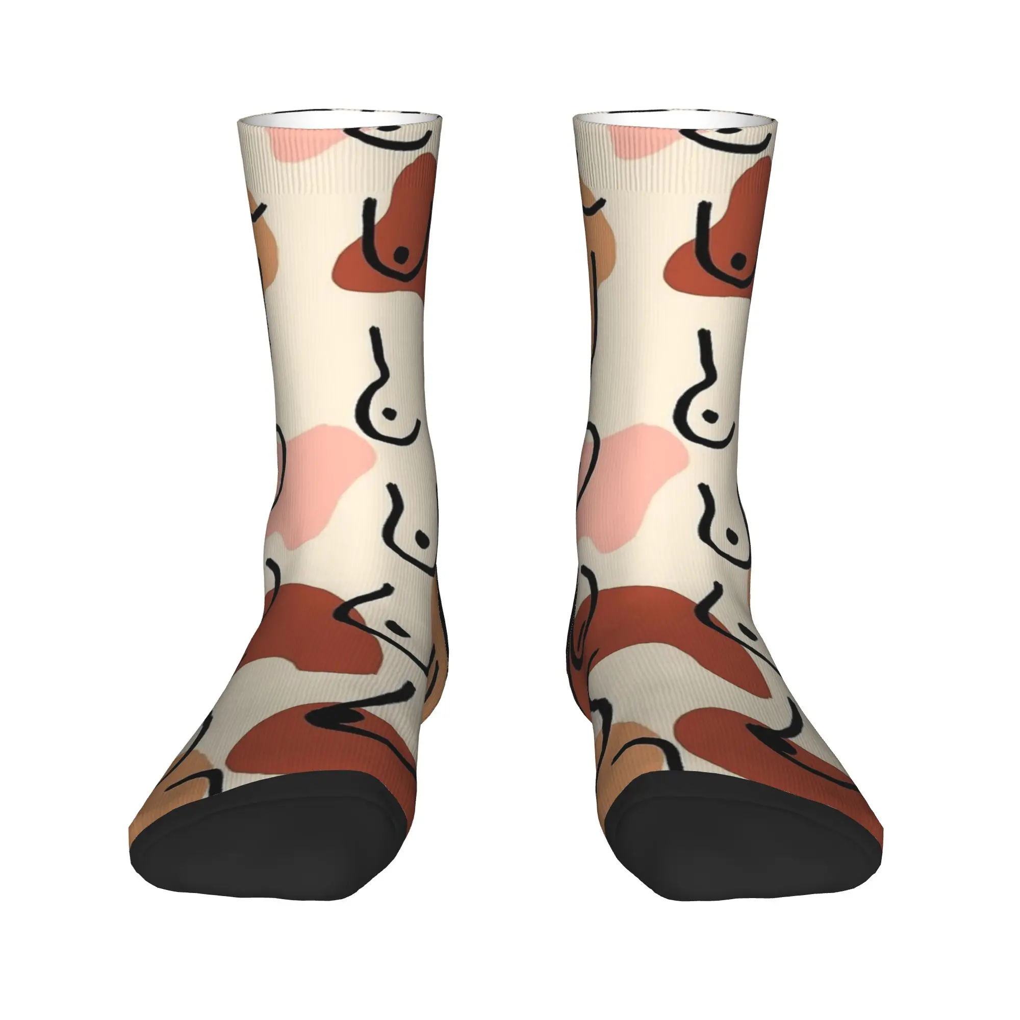 Men Socks Burnt Orange Midcentury Boobs Abstract  Stockings Non Slip Comfortable Socks Winter Trendy Graphic Climbing Socks