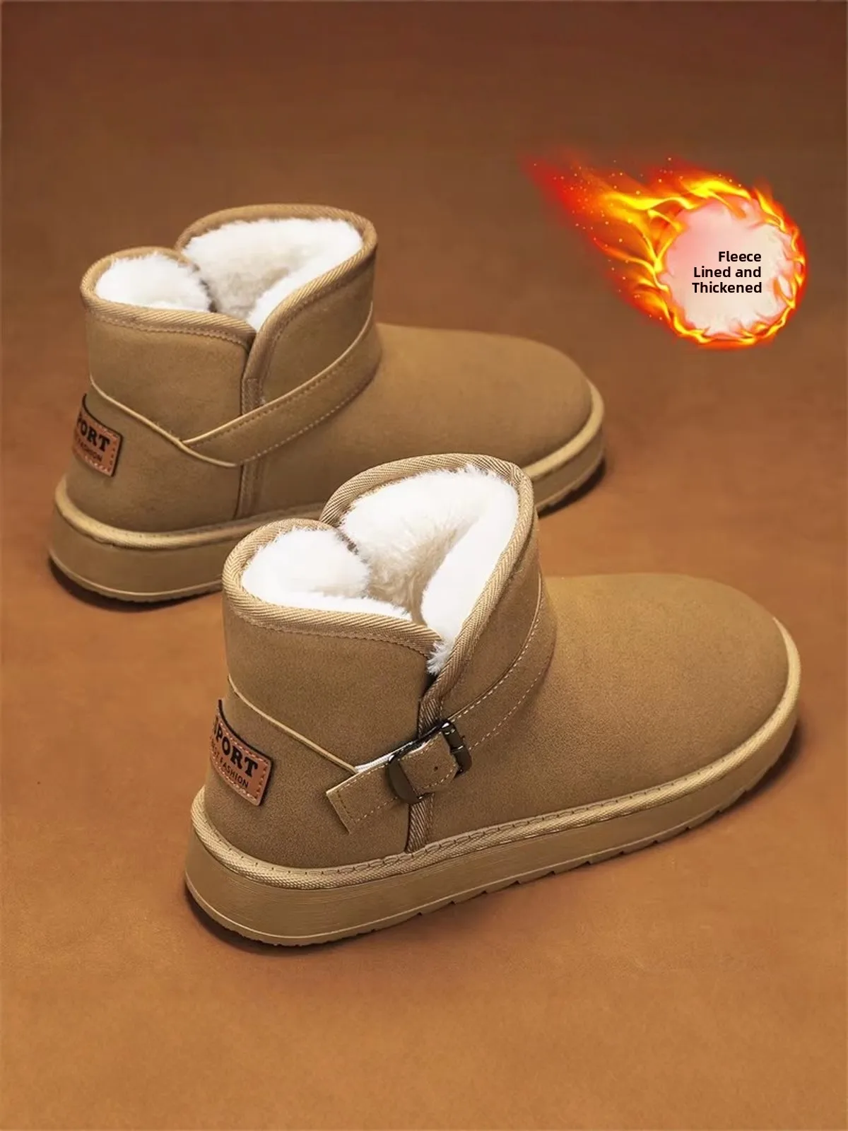 

Northeast Thickened Fleece Lined Fur Integrated Cotton Snow Boots Men's Winter Outdoor Cold Resistant Shoes for below 40 Degrees