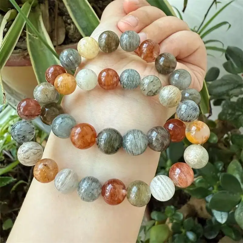 

Natural Rabbit Hair Garden Quartz Bead Bracelet Women Stretch Jewelry Healing Fengshui Birthday Present 1pcs 10/11/12/13/14MM