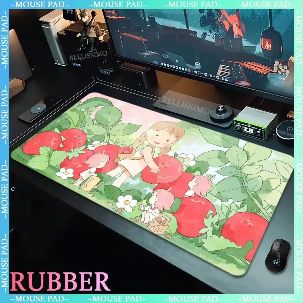 Laptop Mouse Pad Cute Little Girl Rubber Desk mat Large Computer Game Mouse Pads Cute Gaming Keyboard Carpet Cartoon Aesthetic