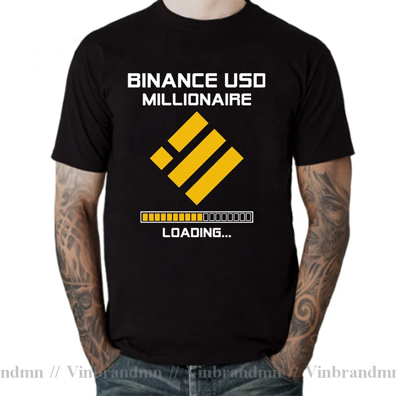 Funny BINANCE USD BUSD Millionaire Loading Crypto T-Shirt Binance BNB Logo T shirt men Trendy Fashion Binance Coin Top Tee Shirt