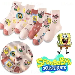 SpongeBob Patrick Star Socks Cotton Anime Girls Kawaii Medium Tube Socks Cute Cartoon Women Fashion Breathable Kids Long Socks