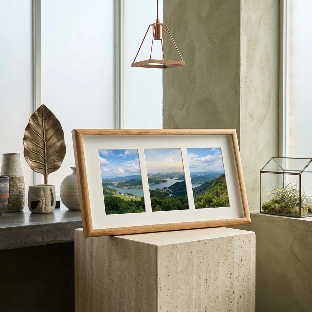 1pc Three Panel Wooden Creative Picture Frame For Home & Office Bedrooms Decoration Multiple Photos Display 3-Photo Frame