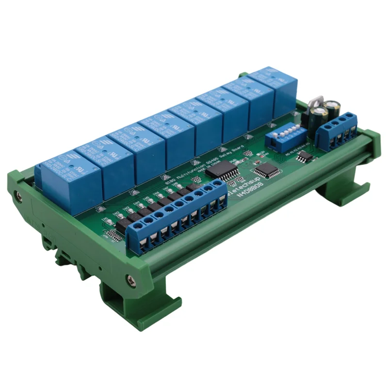 AB46-8 Ch RS485 Relay Board Modbus RTU UART Remote Control Switch DIN35 Rail Box For PLC Automation Control