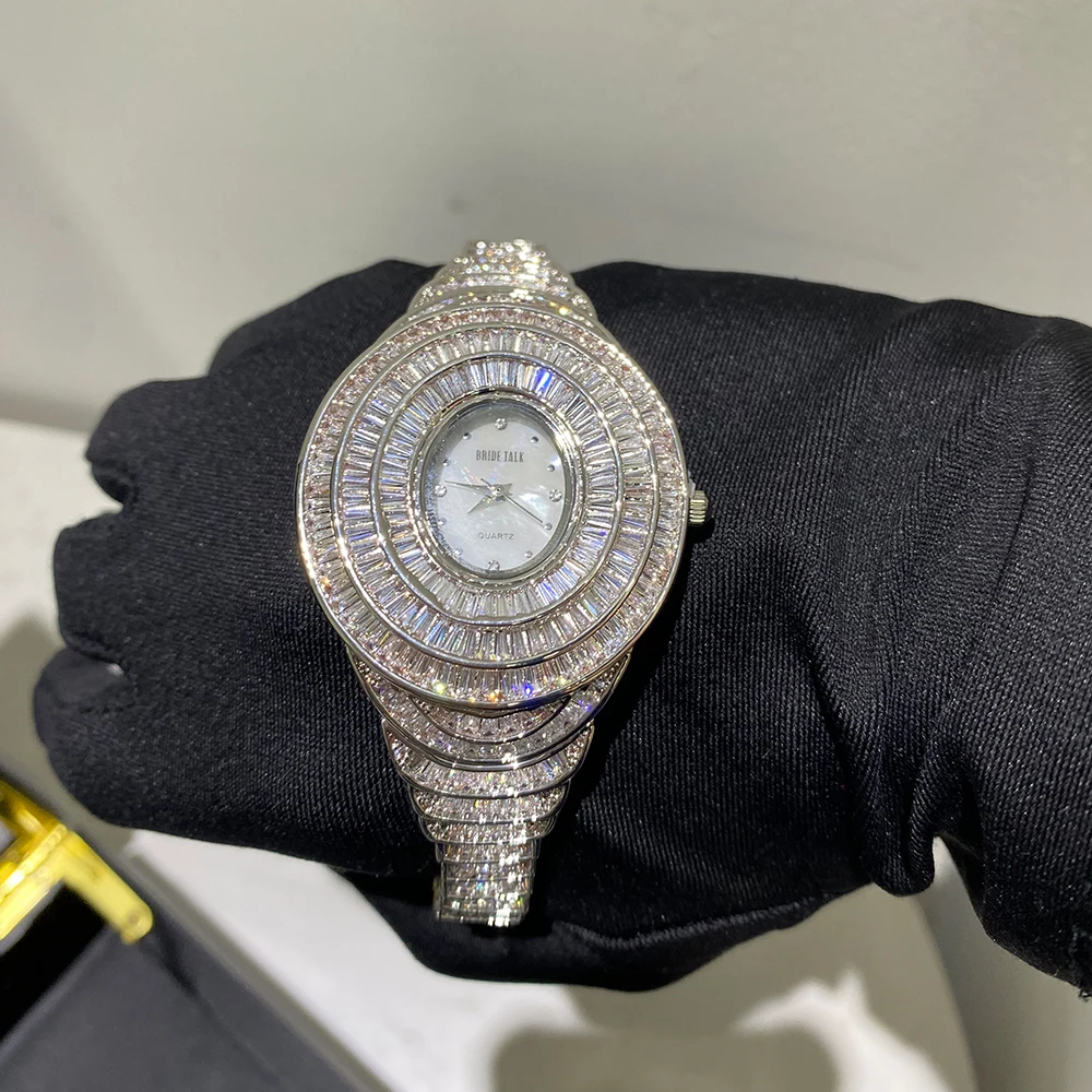 016057 Luxury Women's Watches Cubic Zircon CZ Bracelet Watch 19.3cm for Lady's Wedding Party Jewelry Accessory Have Watches Box view 5