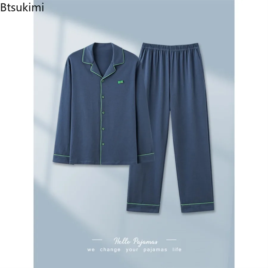 الرجال 100% قميص قطني بكم طويل ملابس خاصة ملابس المنزل غير رسمية الربيع والخريف الترفيه المفتوحة سترة قطعتين مجموعة ملابس خارجية