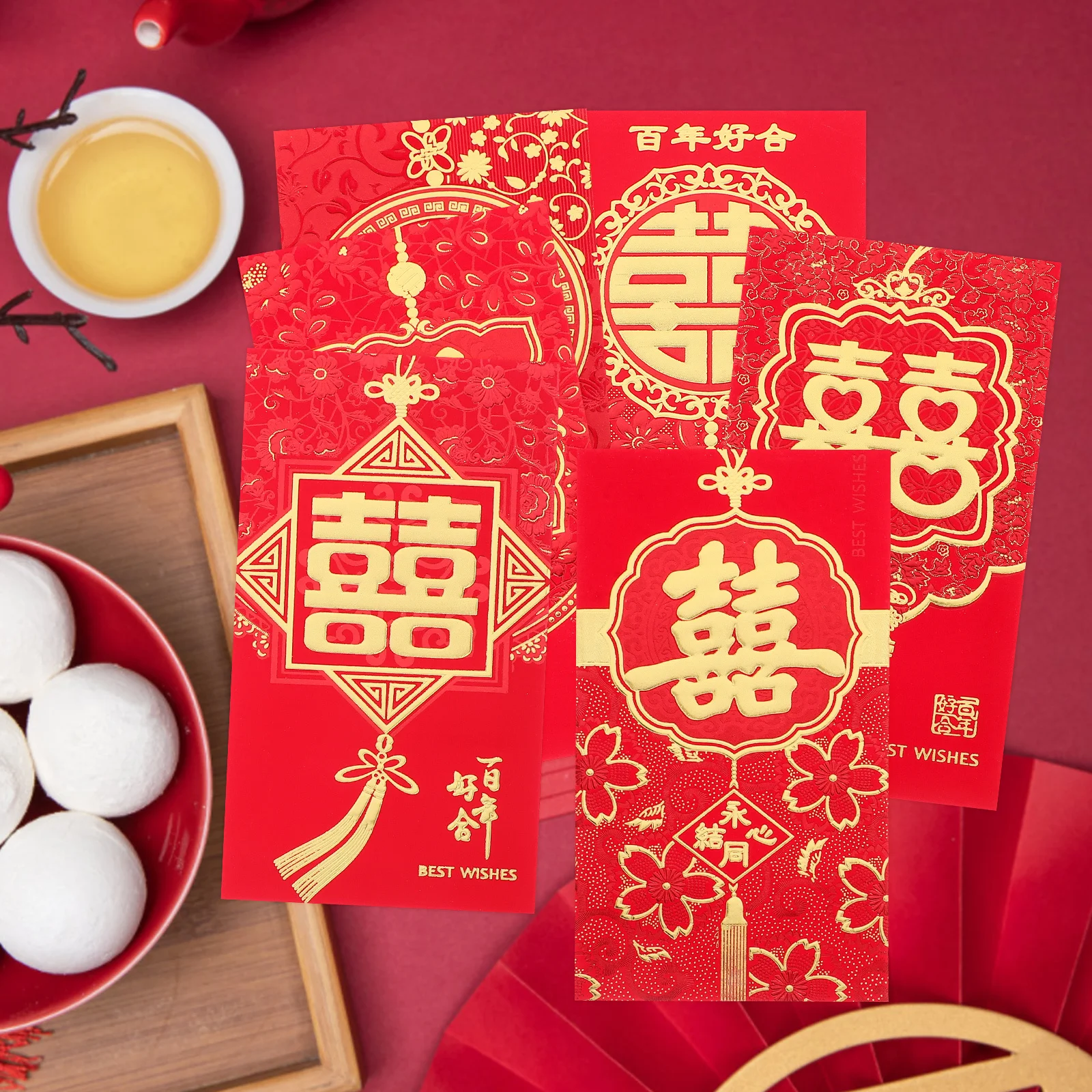 

24 шт. красные конверты, китайские свадебные красные пакеты для держателя, традиционный стиль, счастливый подарок, вечерние конверты для денег