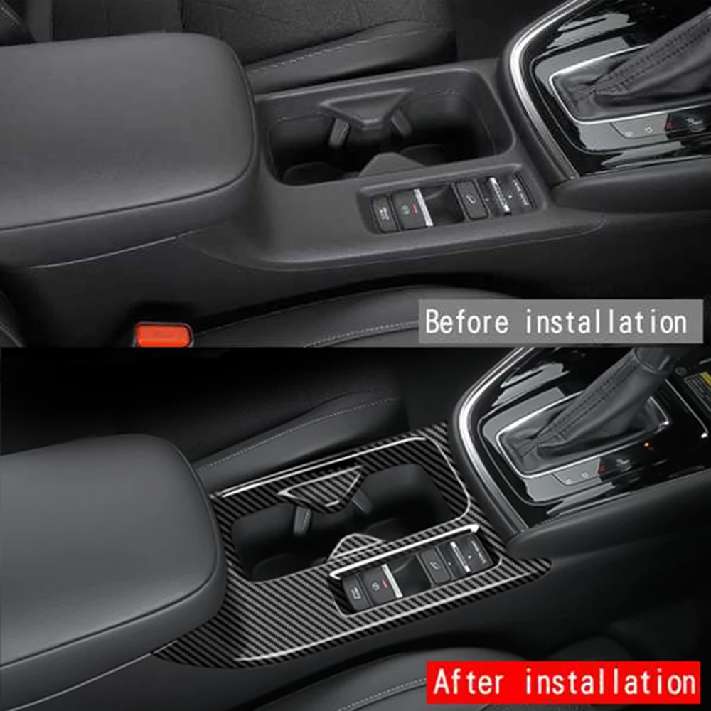 

UP!Car Center Console Cup Holder Gear Panel Decoration Cover Trim Stickers for Honda HR-V Vezel 2021 2022 Carbon Fiber RHD