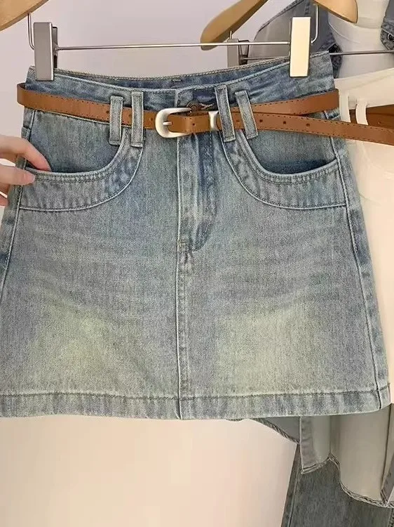 

High Waist Denim Skirt Women's Sli Slimming Sexy f Body Skirt Retro Summer New Arrival Commute Korean Sle