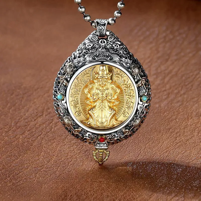 Silver Inlaid Mammoth Ivory Zodiac Birth Buddha Nine Palaces Eight Diagrams Pendant Thai Silver Pendant Men and Women