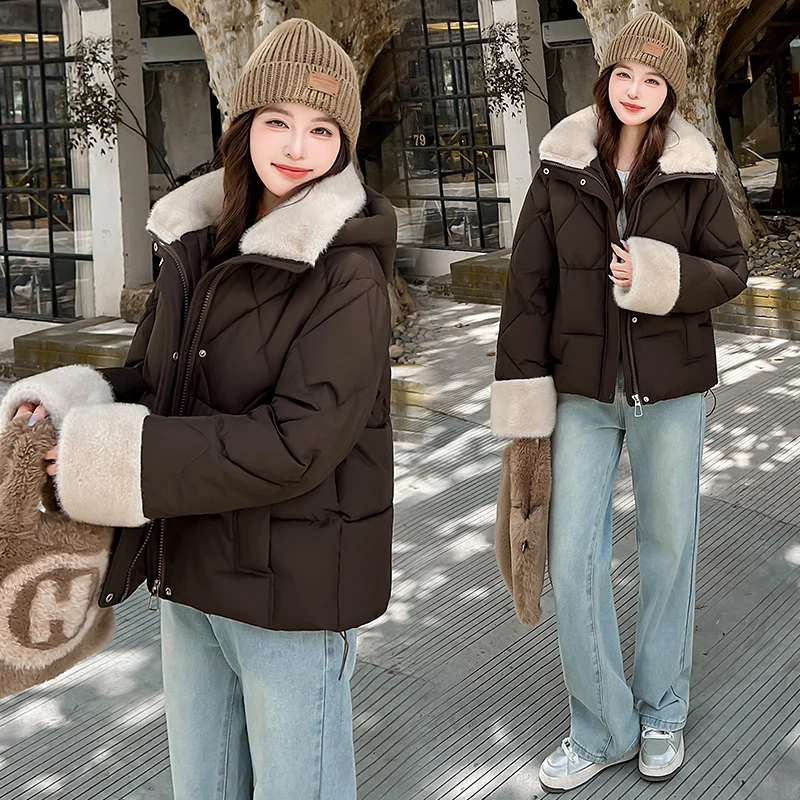

2025 Winter Women Jacket Warm Parkas Female Thicken Coat Cotton Padded Long Hooded Outwear Casual Loose Women Snow Parka Jackets