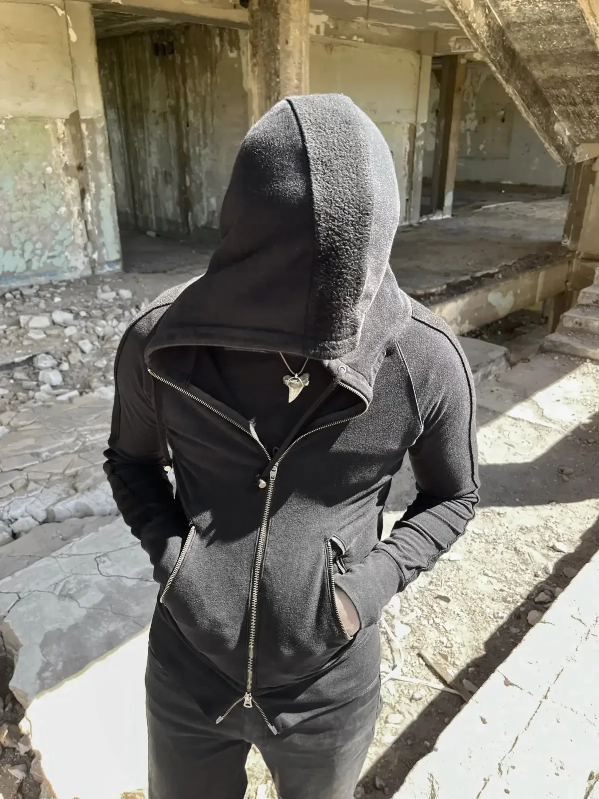 Men Dark Punk Classic Boxing Hoodie Suede Patchwork Sweatshirt Unisex Top Vintage Gothic