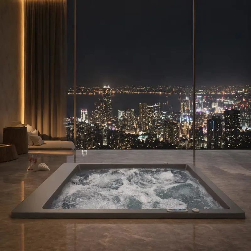 Eco-Friendly 2-Person Whirlpool Bathtub Rectangle Acrylic Massage for Apartment Hotel Custom