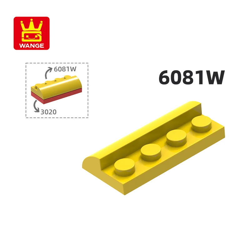 Wange 6081W 100g/61PCS Slope 4x2x(1+1/3) Curved Flat Bottom Corner 4 holes Block Moc Compatible with Brick DIY Parts