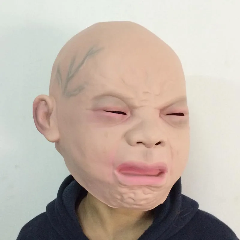 

Halloween Full Head Party Masks Latex Crying Baby Happy Crying Costume Mask
