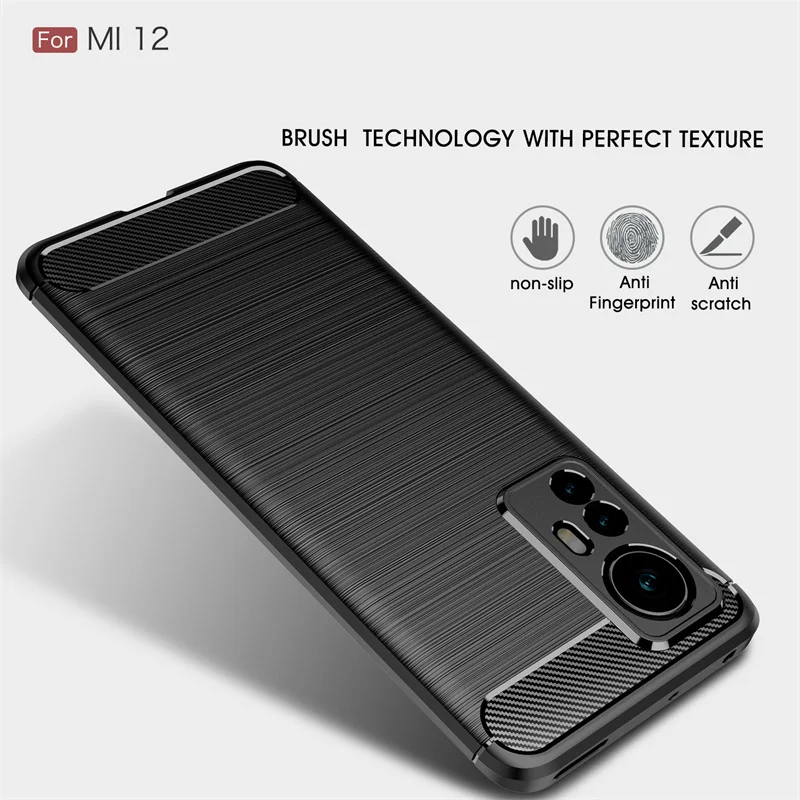 For Xiaomi Mi 12 12S Mi12 Pro Case Carbon Fiber Soft TPU Silicone Bumper Back Cover for Xiaomi Mi 12X Xiaomi12 5G Phone Cases