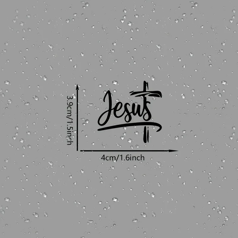 Jesus Cross Car Rearview Mirror Vinyl Sticker Self‑Adhesive Durable Decal for Car Laptop Water Cup Glass Multi‑Purpose Decor