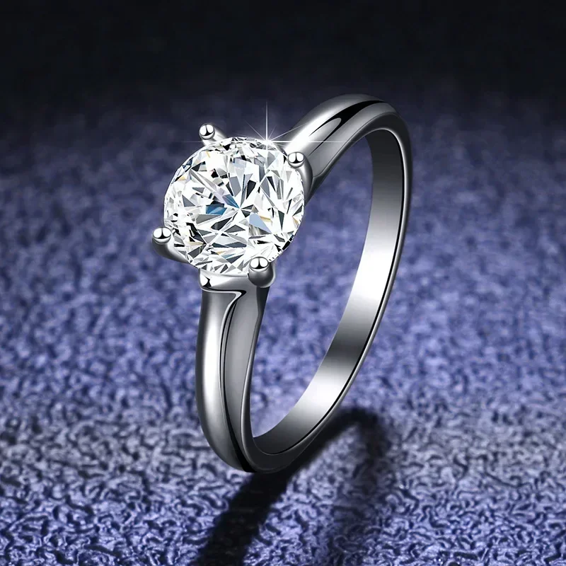 

Luxury PT950 Platinum Ring with Certificate Round 1 Carat Moissanite Womens Diamond Ring Wedding Accessories High Jewelry