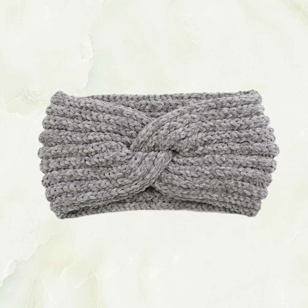 

Women Knitted Headband Grey Cross Style Winter Warm Headwrap Can Be Used As Ear Warmer Comfortable Hair Hoops for Daily Wear