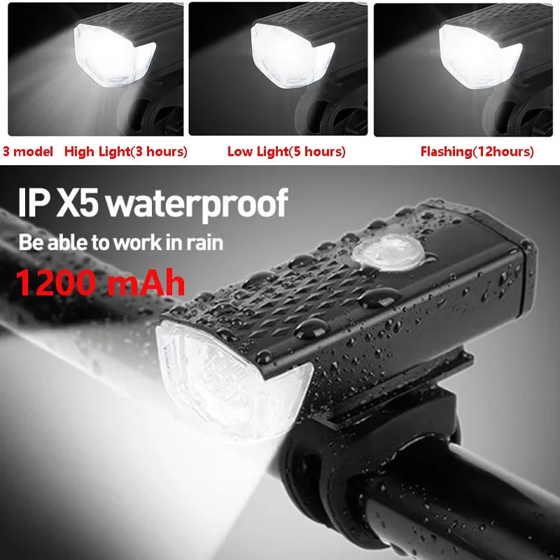 Bike Light Set Front Light with Taillight USB Rechargeable Easy to Install 3 Modes Bicycle Accessories for the Bicycle Road MTB