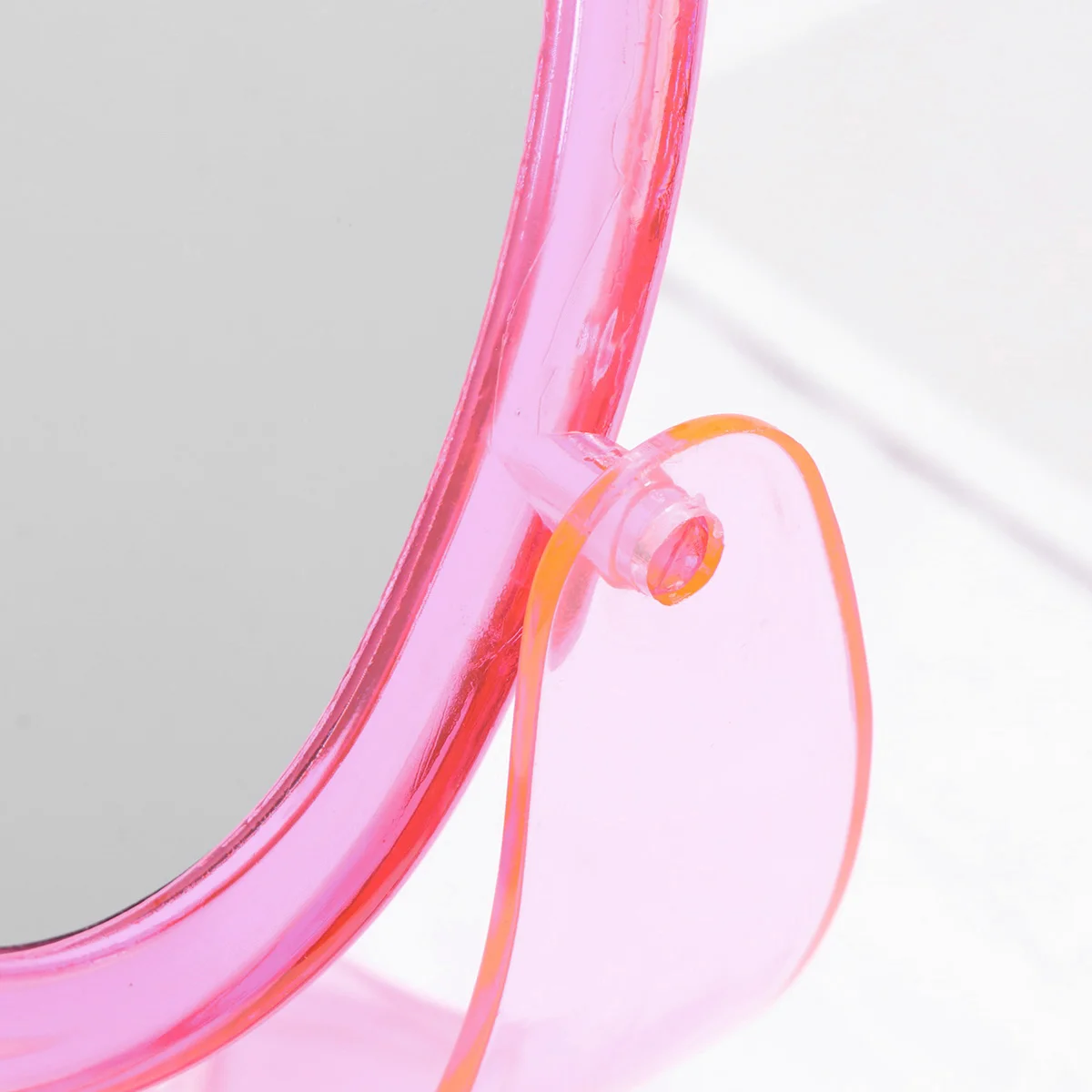 Miroir de maquillage double face en acrylique, cœur aimant, miroir Transparent décoratif de bureau, Base Stable rouge pour magasin à domicile