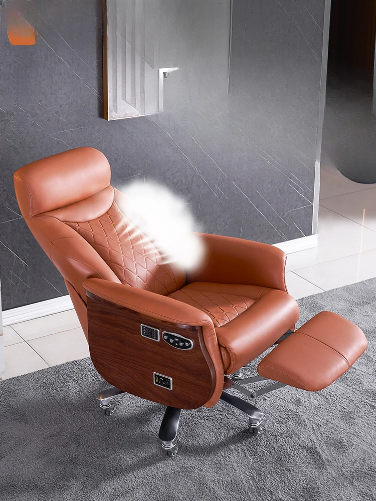 NEW Boss's chair can lie down, massage and heat with genuine leather for home use, high-end office chairs