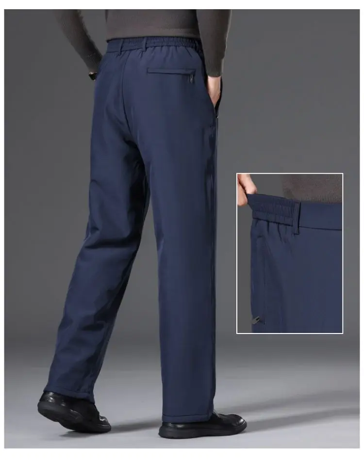 Herren Winter Fleece-gefütterte Anzughose Business Casual Locker Gerade Plus Size Formelle Anzughose Schwarz Blau Dicke Thermohose – Detail 18